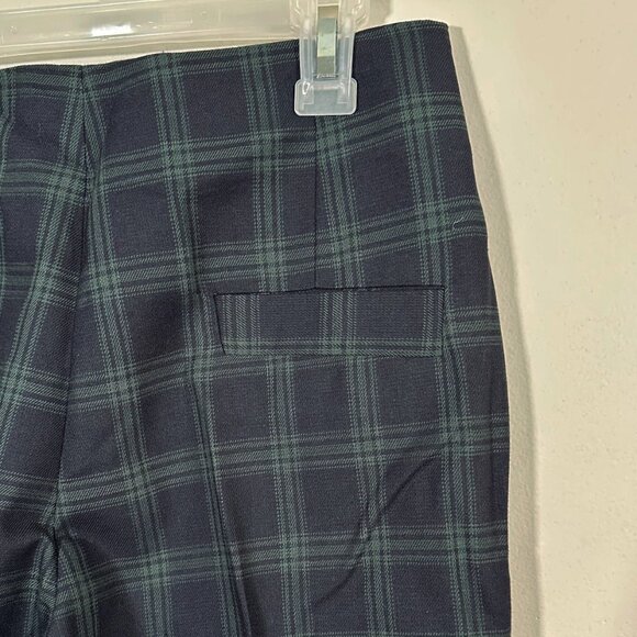 Women's Navy Green Plaid Tartan Wool Blend Pants Size 2 - Missing Tag - Preppy - Picture 8 of 9